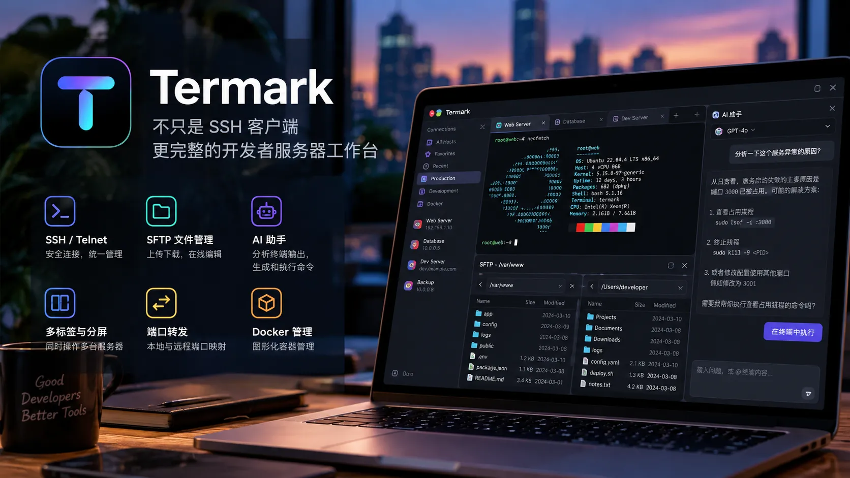 用了这么多年 SSH，最近发现一款挺有意思的终端工具：Termark